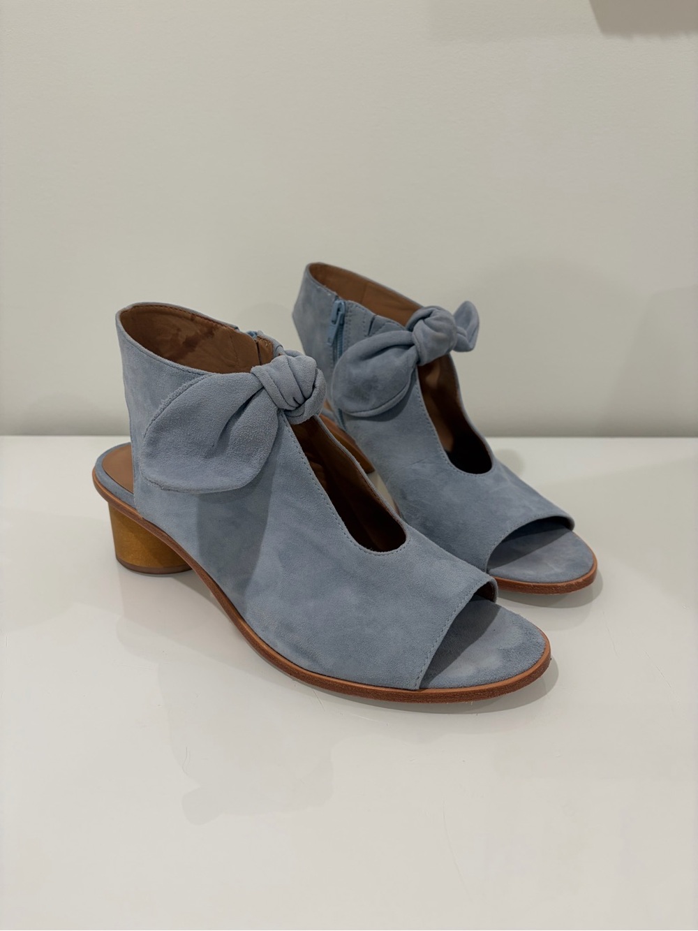 Bernardo Luna vintage Blue Suede Knot Block Heel Boots